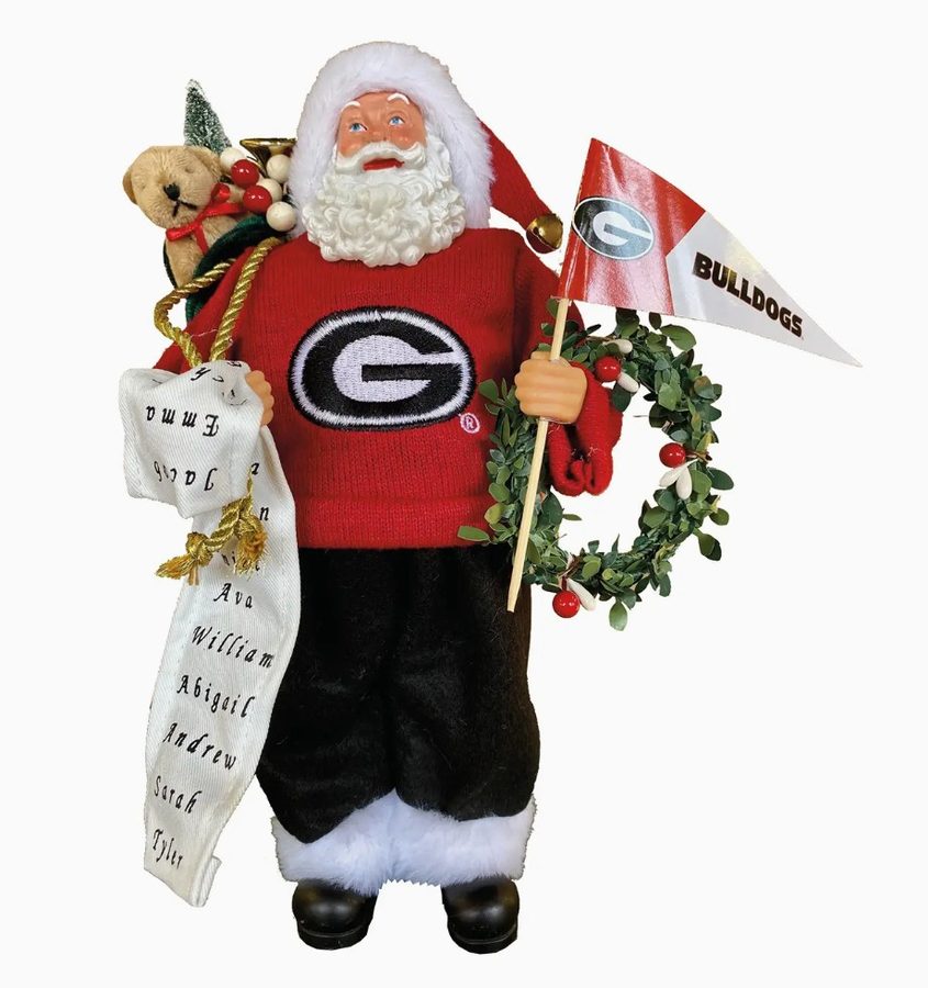Georgia Bulldogs Santa figure with pennant